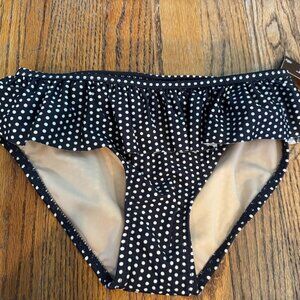 NWT TEA COLLECTION Fully-lined Ruffle Polka Dot Bikini Bottom - Indigo Sz 10